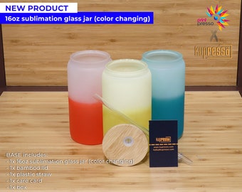 Blank 16oz Sublimation Glass Jar (Color Changing)