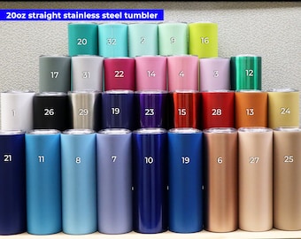 Blank Skinny STRAIGHT 20oz Solid Color Stainless Steel Tumbler