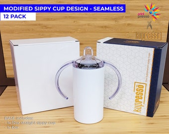 12PK_Blank STRAIGHT 12oz Kupresso Sublimation Sippy Cup (Non-Tapered)