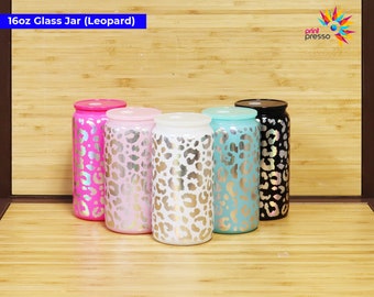 16oz Glass Jar (Leopard)