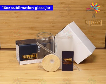 12pk_Blank 16oz Sublimation Glass Jar (Clear or Frosted)