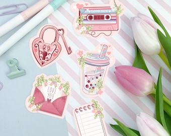 Valentine's Day Glossy Sticker Pack, Scrapbook Stickers