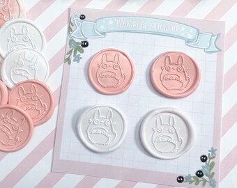 Kawaii Wax Seal Stickers: Handmade Penpal Seals, Set of 4