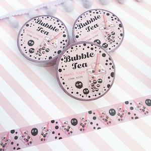 Bubble Tea Washi tape /  kawaii bubble tea  / Digital art, washi tape. Cute kawaii gift stationery. Tape. Notes. Journal, bujo