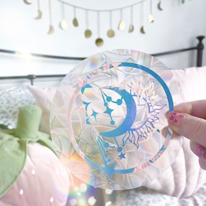Moon & Stars Suncatcher Decal: Rainbow Prism Window Sticker