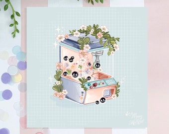 Kawaii Claw Machine Art Print: Hand Drawn Illustration (4.5 inch)