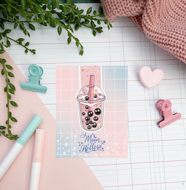 Bubble tea magnetic bookmark / kawaii bookmark / books , reading. Cute kawaii gift stationery image 2