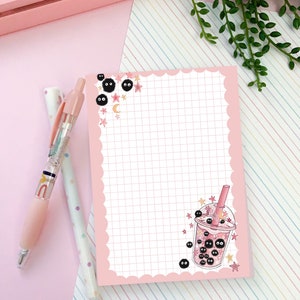 Bubble Tea A6 notepad /  kawaii bubble tea notepad  / notepad. Cute kawaii gift stationery. Memo pad. Notes. Journal, bujo scrapbooking