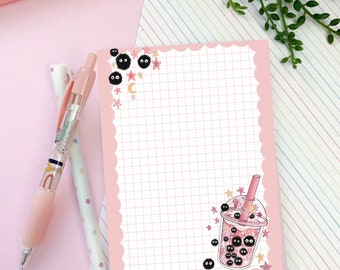 Bubble Tea A6 notepad /  kawaii bubble tea notepad  / notepad. Cute kawaii gift stationery. Memo pad. Notes. Journal, bujo scrapbooking