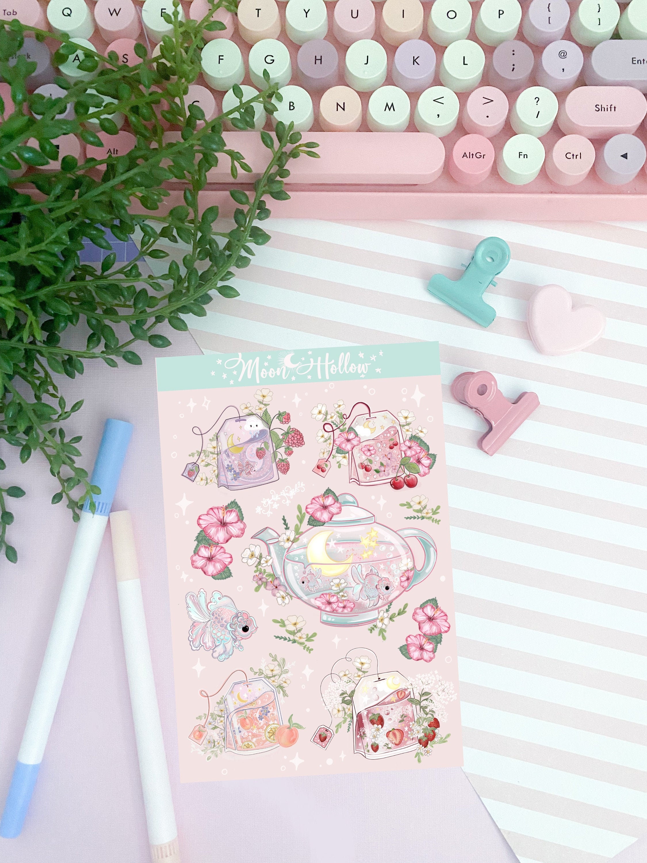 Kawaii Teapot Planner Sticker Sheet: Cottagecore Bujo Stickers - Etsy