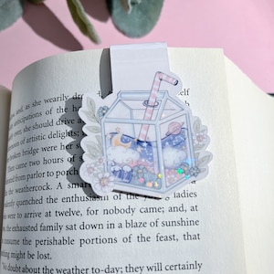 Kawaii holographic juice magnetic bookmark /  bookmark / Digital art, books , reading book lover gift. Bookish. Bookmarks