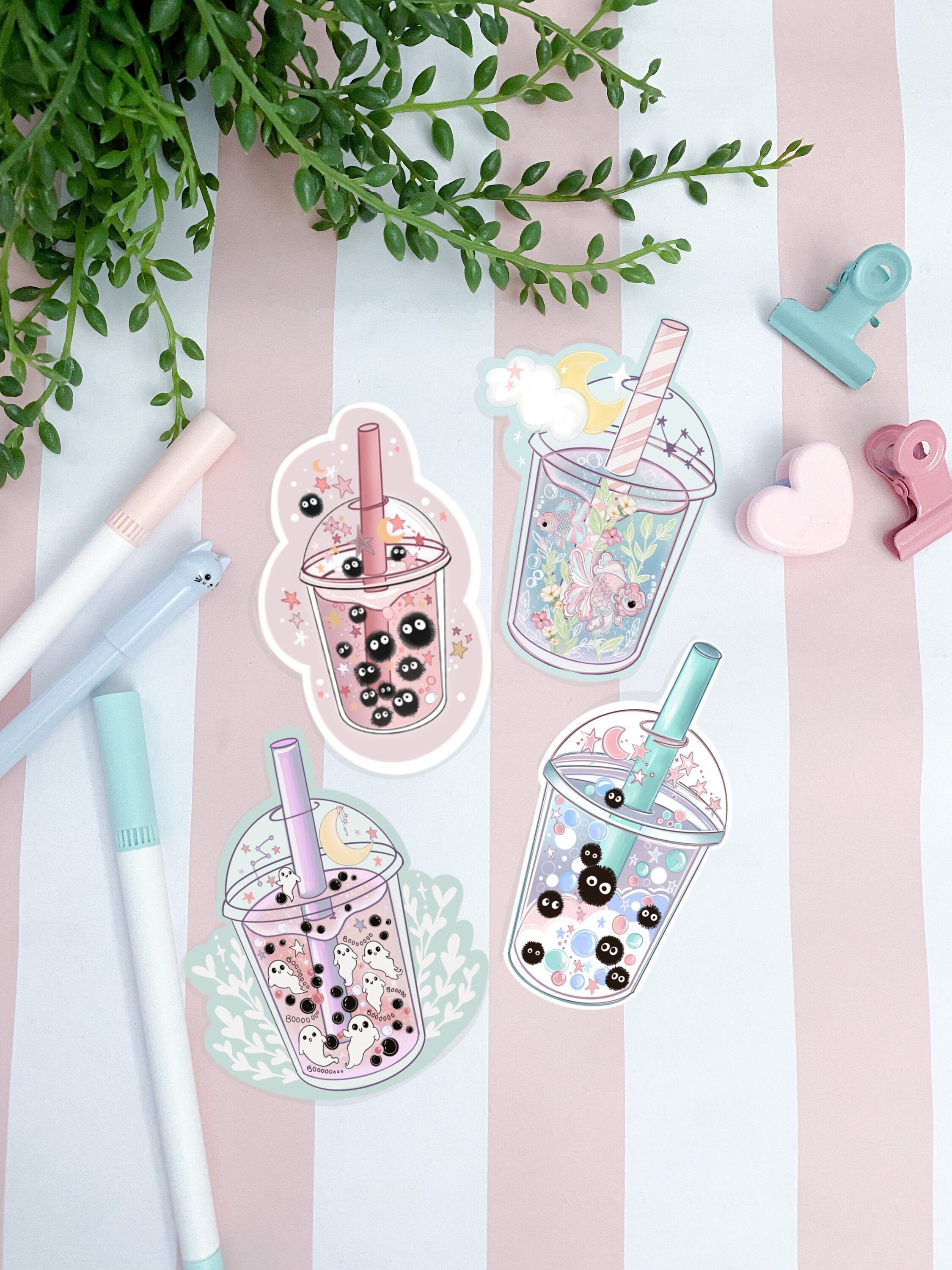 Kawaii Bubble Tea Sticker Pack Boba Digital Art Stickers Etsy UK