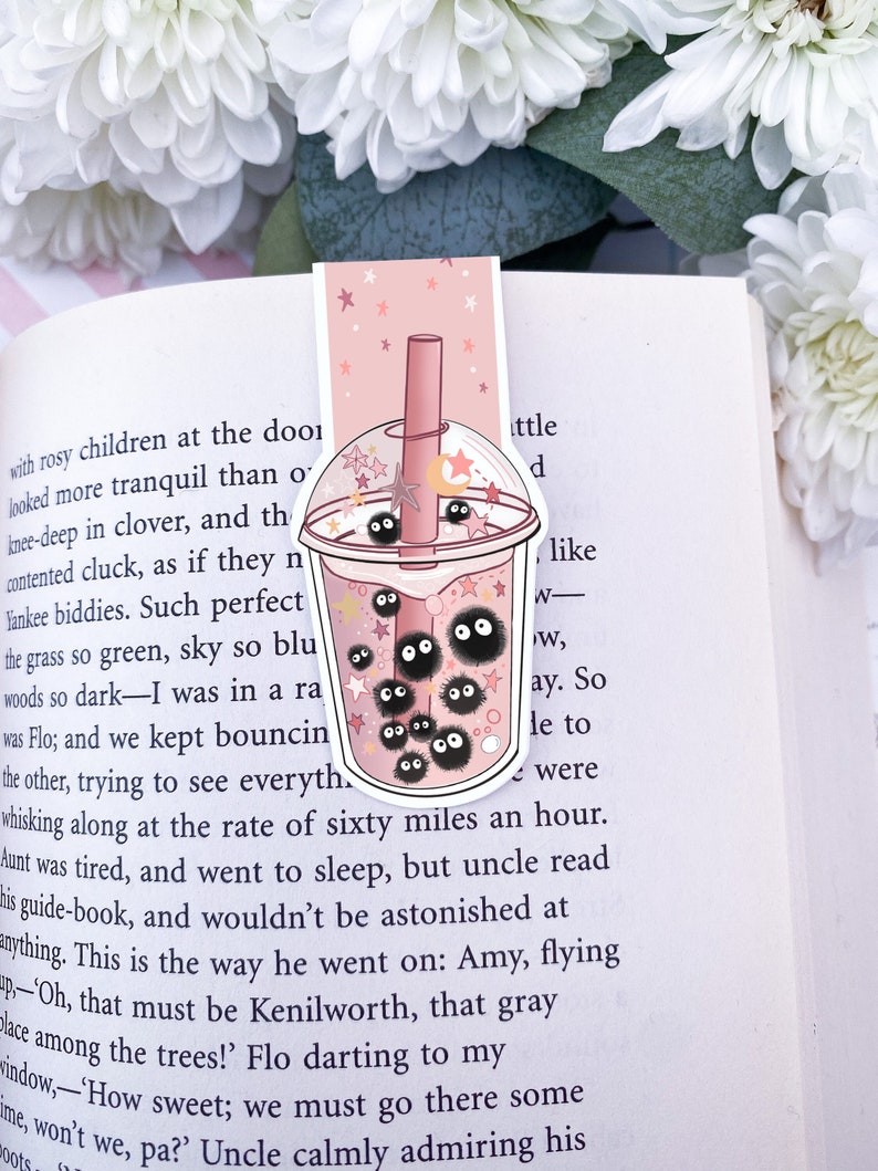 Bubble tea magnetic bookmark / kawaii bookmark / books , reading. Cute kawaii gift stationery image 1