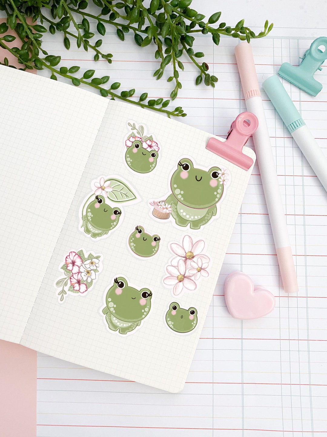Cute Froggy Sticker Bundle, Cute Frog Stickers, Journal Planner ...