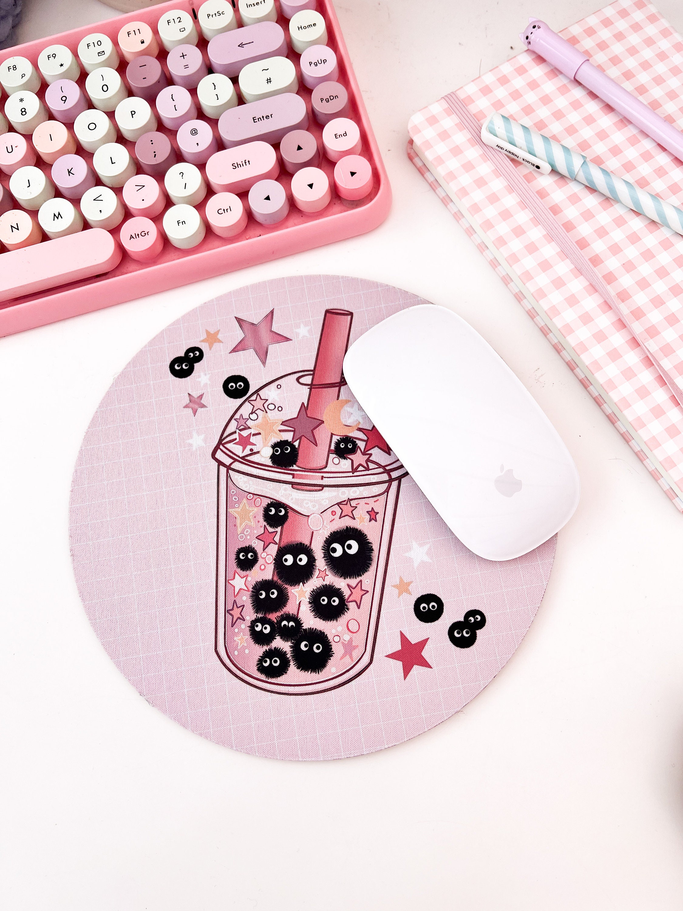 Kawaii Bubble Tea Mouse Mat: Colorful Gaming Desk Accessory