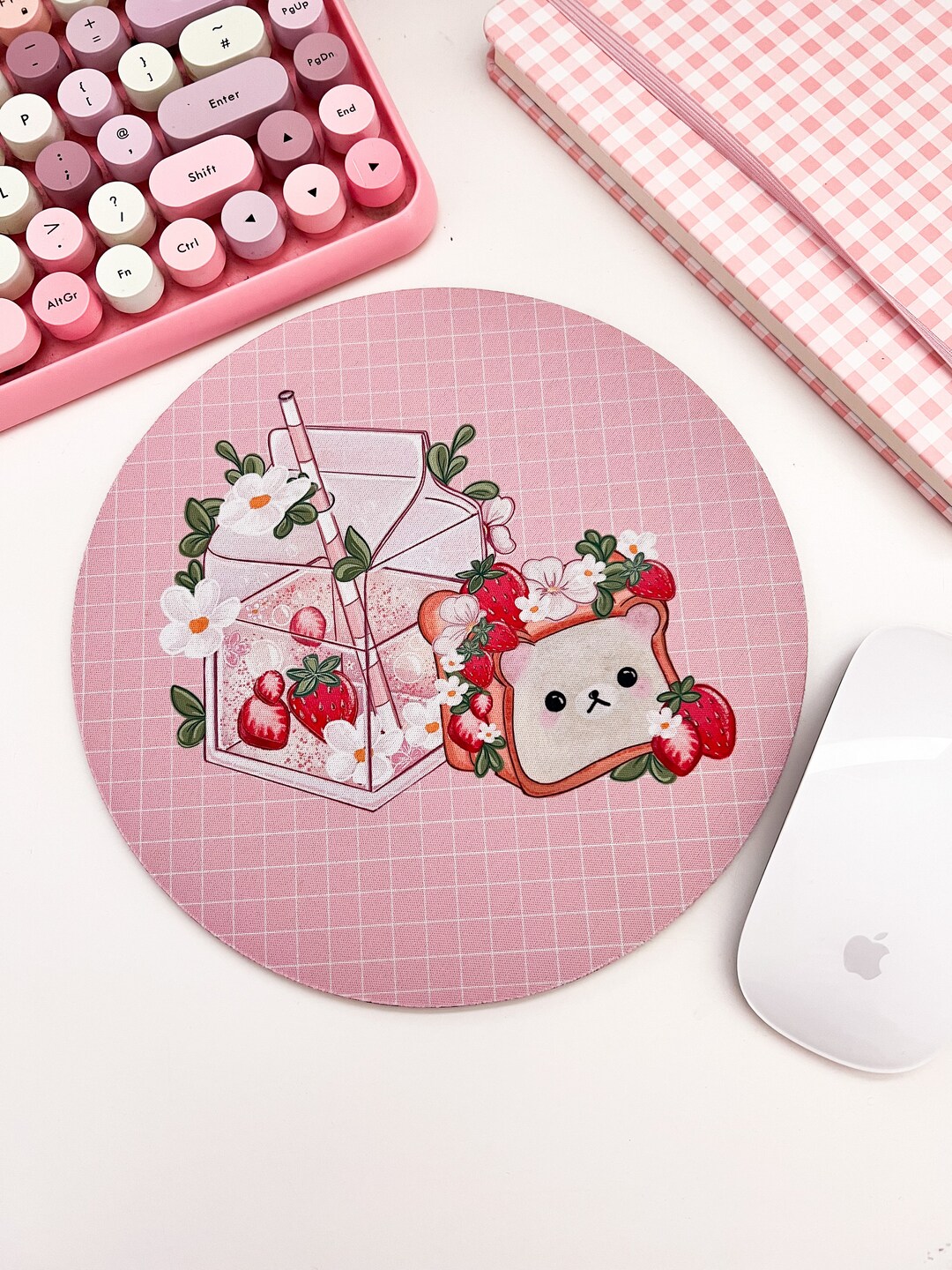 Strawberry Bear Mouse Mat, Gaming Setup Desk Mat, Mouse Pad, Kawaii ...