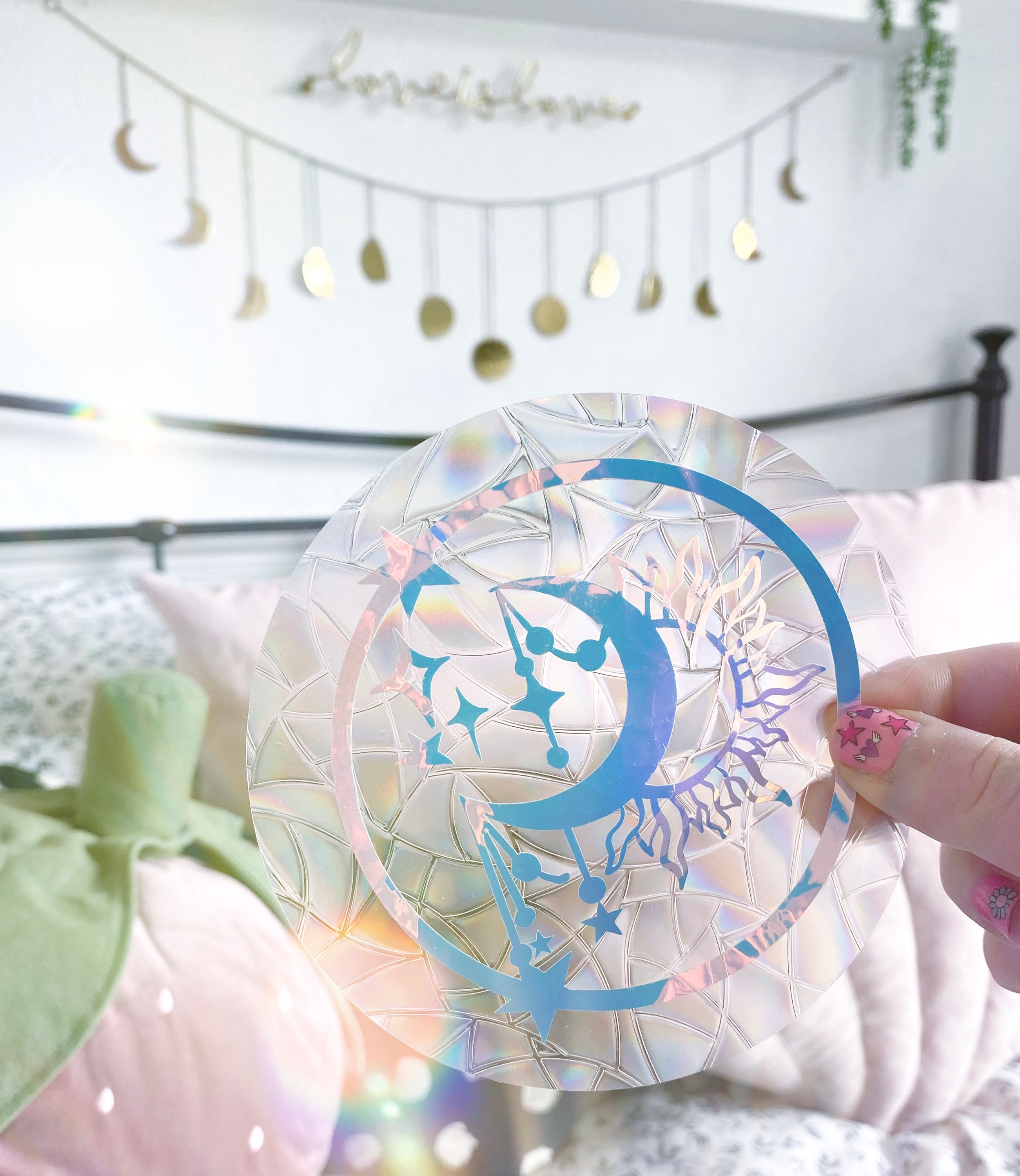 Magical Moon & stars suncatcher decal sticker. Window rainbow. Prism.…