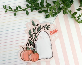 Cute ghost sticker  /  kawaii Booo ghost  die-cut sticker/ Digital art, laptop decals. Cute kawaii gift, Bujo ,bullet journal, laptop, iPad