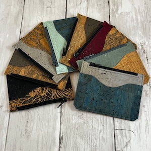 Card & Coin Zipper Pouch • Cork Fabric • Handmade Coin Pouch • Coin Purse • Eco-friendly •Vegan • Leather Alternative • Hand-crafted