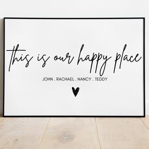 Personalised Wall Art | This Is Our Happy Place | Christmas Gift For Him Her | Living Room Hall New Home Family Print | A0/A1/A2/A3/A4/A5