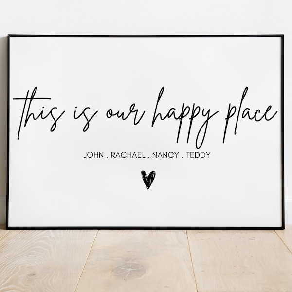 This Is Our Happy Place | Custom Personalised New Home Family Print | A0/A1/A2/A3/A4/A5 Wall Art | Moving Gift | Christmas Present Xmas