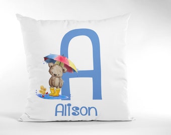 personalised cushion kids,  cushion for child, teddy bear cushion, cushion for birthday, cushion for child's room, nursery cushion