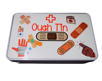 Ouch, ouch pouch, ouch tin, ouch box, plaster box, medical box, tin for plasters, first aid, first aider, nurse, Dr