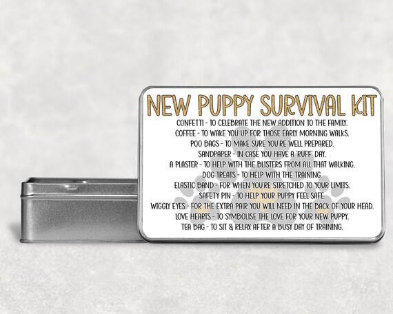 New Puppy Survival tin puppy gift gift for dog lover gift for new dog puppy gift for dog mom dad puppy gift dog breeder