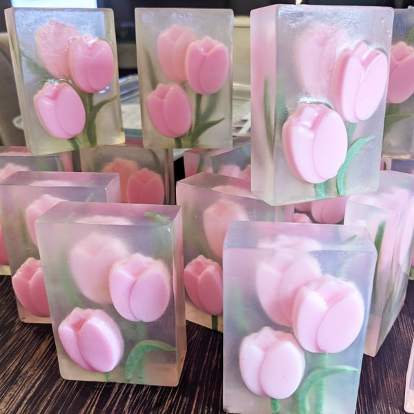 PINK TULIP Soap - Roses Fragrance Oil - 4+ Ounce Bar