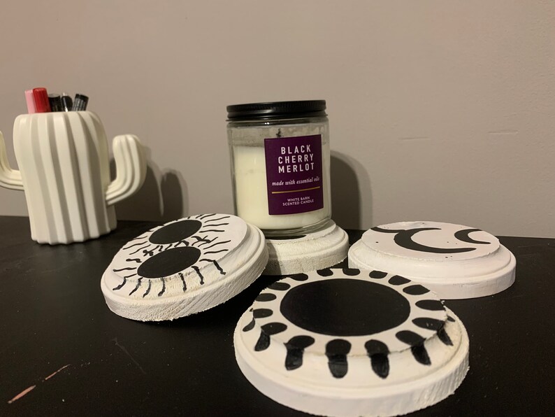 Sun/&Moon candle coasters