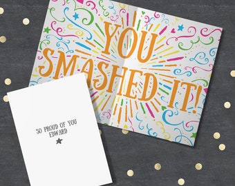 Congratulations card. "So Proud of You - You Smashed It!" Well Done Card, You Did It Card, Passed Exams, Passed Test, Congratulations Gift.