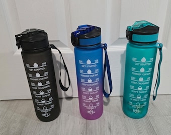 1 Litre Water bottle with Straw, Leak-Proof, Tritan BPA-Free, Water Bottle with Time Marker, for School, Gym, Outdoor Sports
