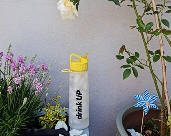 Motivational Water Bottle with Time Markings & Flip Straw, 900ml