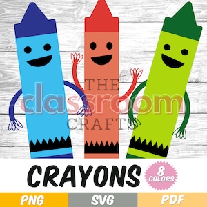 Krijt SVG, PNG, PDF Digital File Download - Cut Files for Cricut, Silhouette (The Crayons)