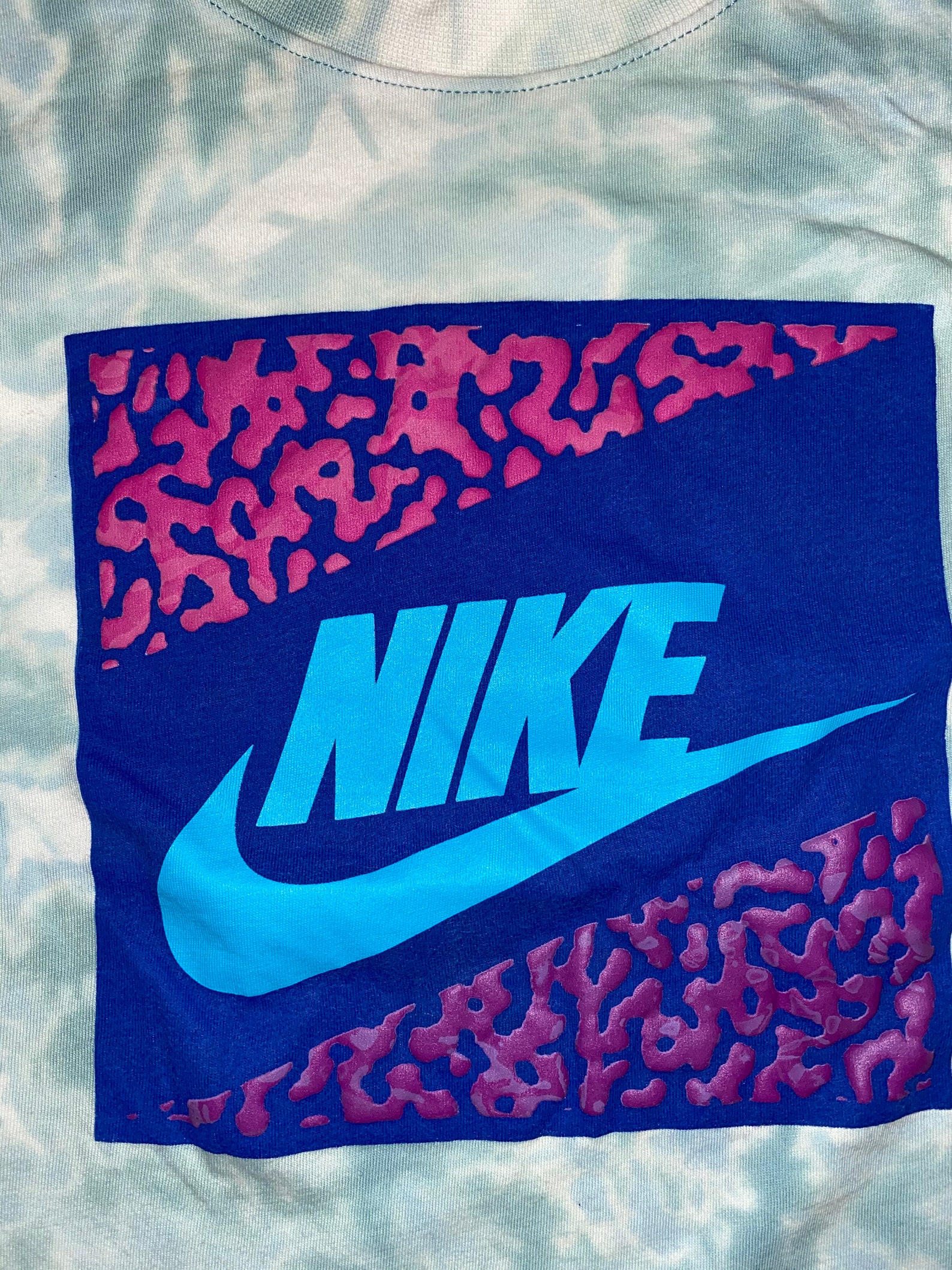 Nike Logo Bleach Tie Dye Retro Print Shirt Etsy
