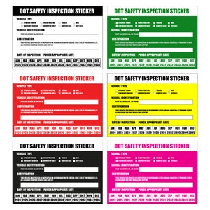 Annual Vehicle DOT Safety Inspection Stickers, Vinyl Decal Personalized with Company Info, Permanent UV Protected Self Adhesive, 5" x 4"