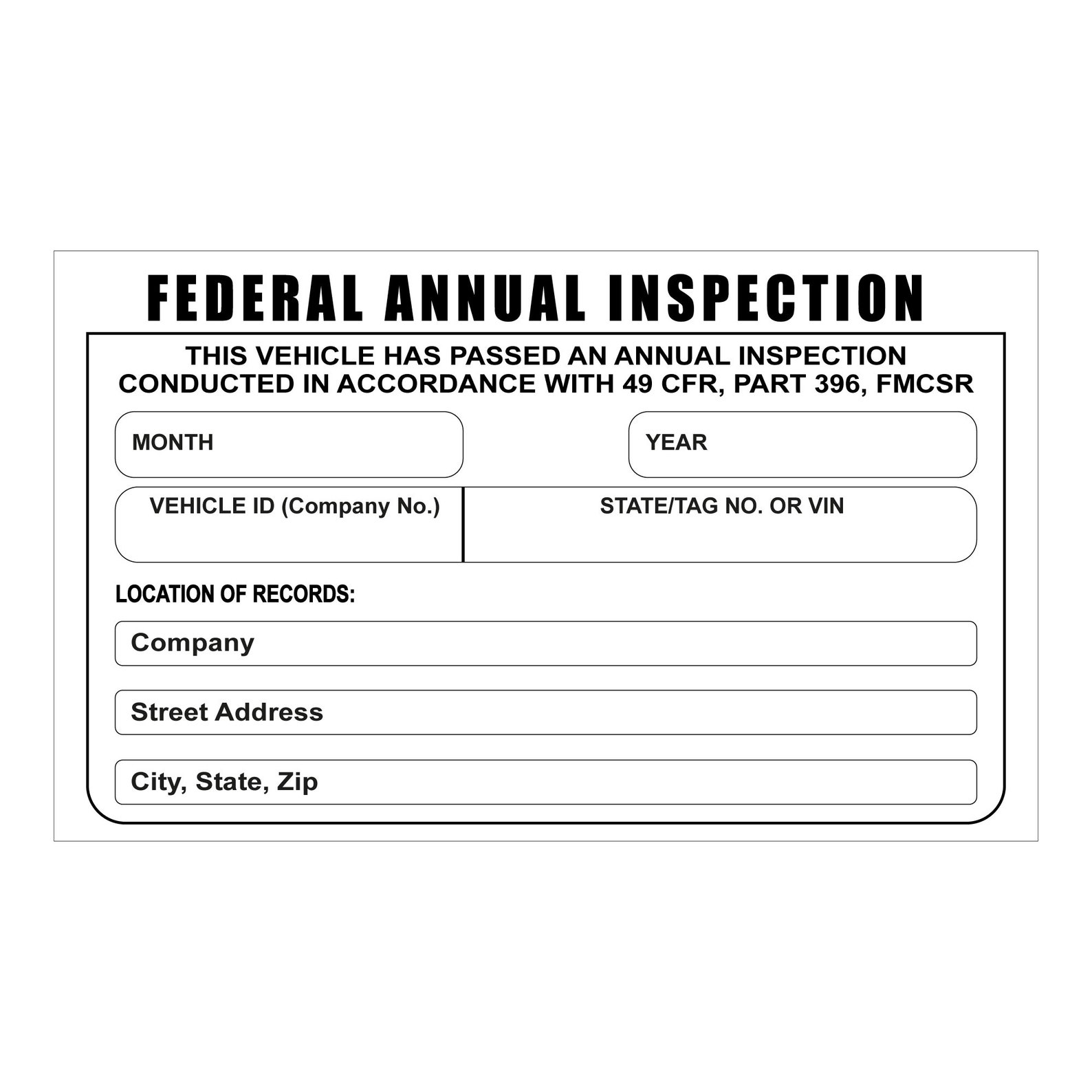 Visual Inspection Rin Decals Annual Vehicle DOT Inspection Label Stickers, Truck Decal Personalized ...