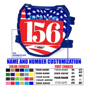 Custom ODI DH Electric Bike Number Plate Decals, Personalized Surron Decal with Country Flag Design and Name, Number, Plastics NOT Included.