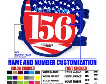 Custom ODI DH Electric Bike Number Plate Decals, Personalized Surron Decal with Country Flag Design and Name, Number, Plastics NOT Included.