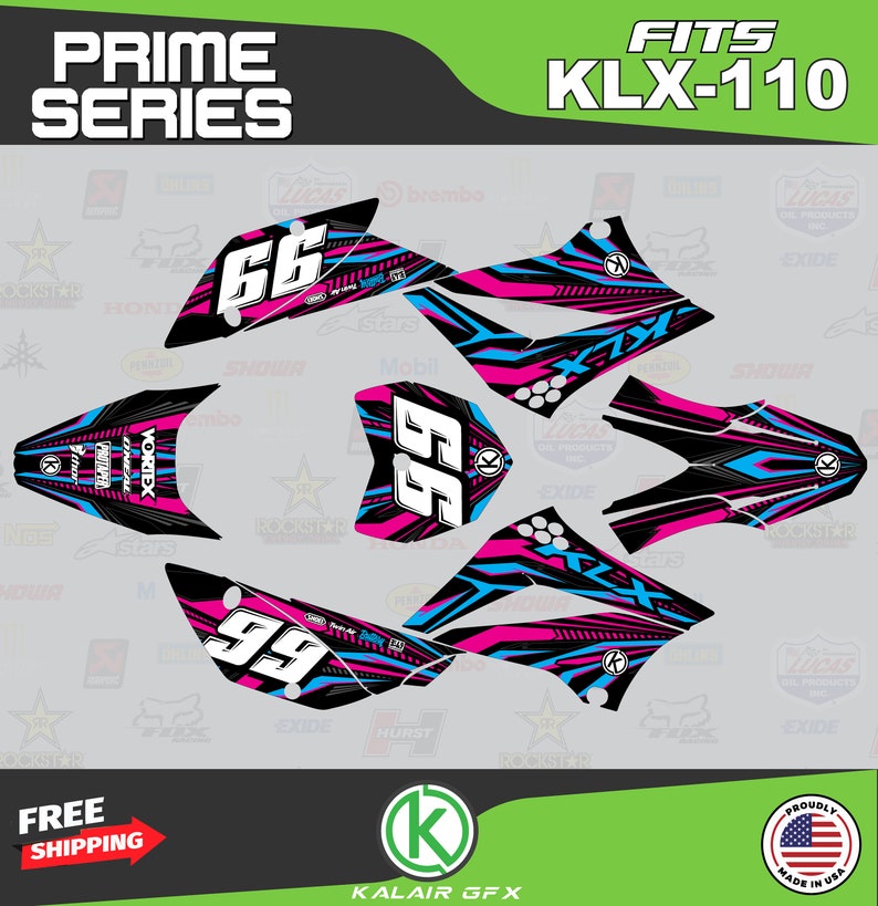 Custom Graphics Kit for Kawasaki KLX110 (2010-2022) KLX 110 Motocross ...