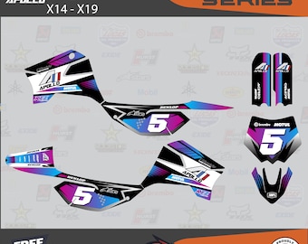 Custom Graphics Kit for Apollo RFZ X4 X5 X6, X14 to X19 all Years Motocross Vinyl Decal, dirtbike Motorcycle Stickers