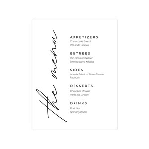 Dinner Menu Template, Editable Dinner Party Menu Template, Dinner Menu ...