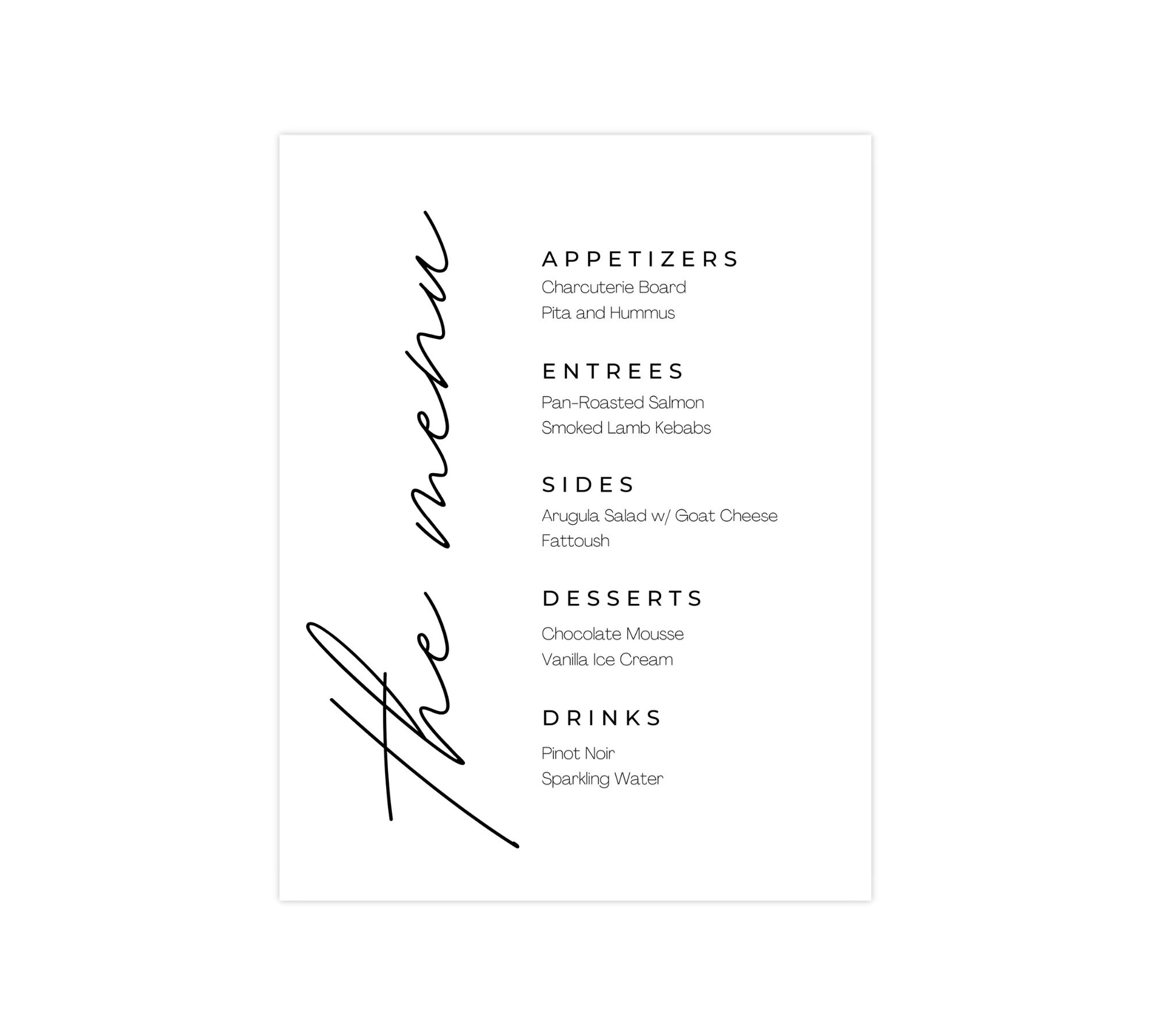 Dinner Menu Template, Editable Dinner Party Menu Template, Dinner Menu ...