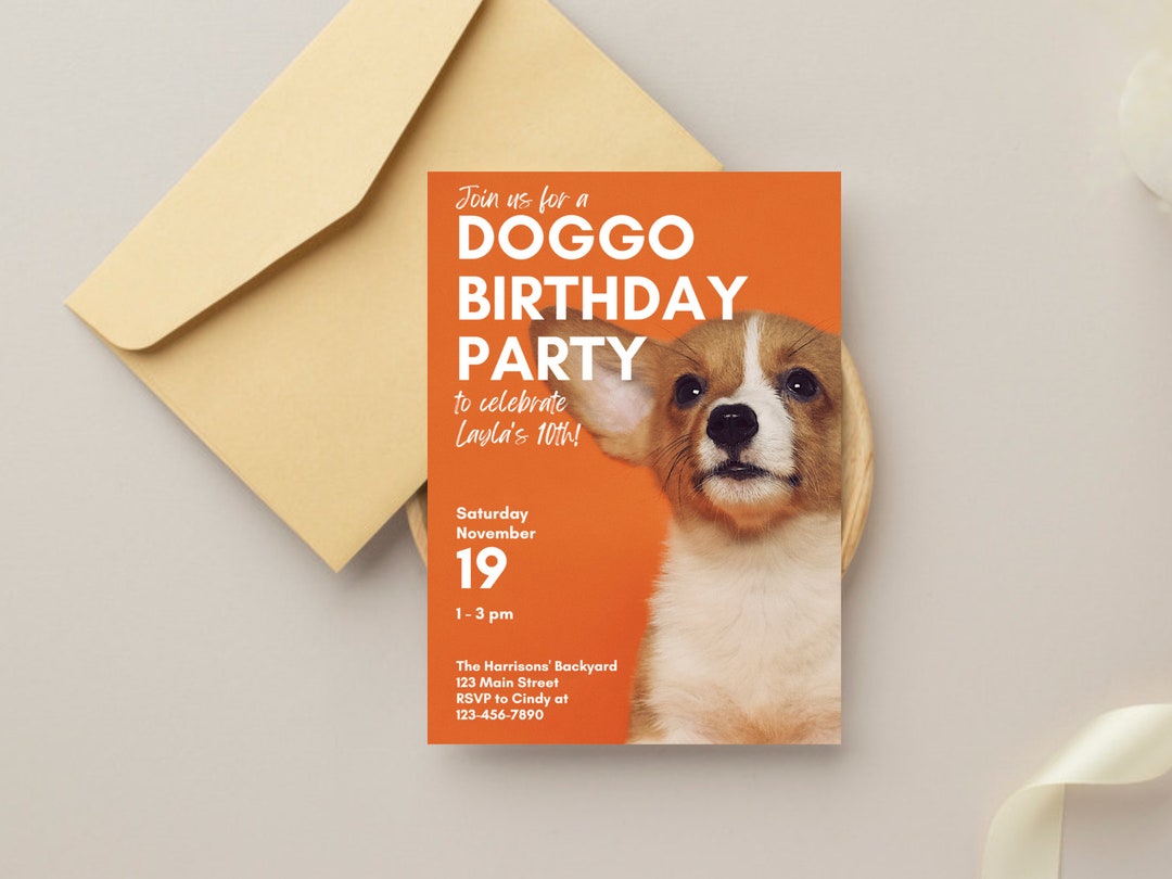 Dog Birthday Party Invitation Doggo Birthday Invitation Dog dog-birthday-party-invitation-doggo-birthday-invitation-dog