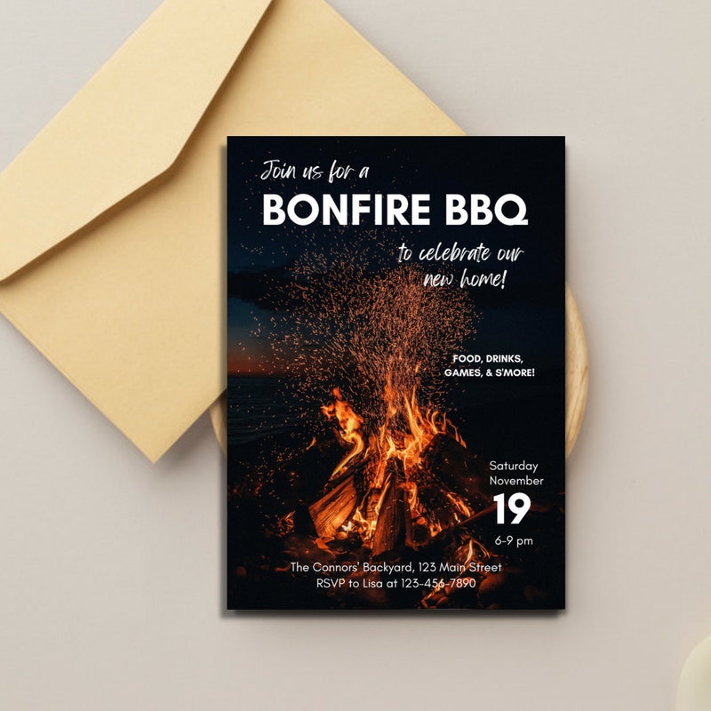 Bonfire Invitation - Etsy