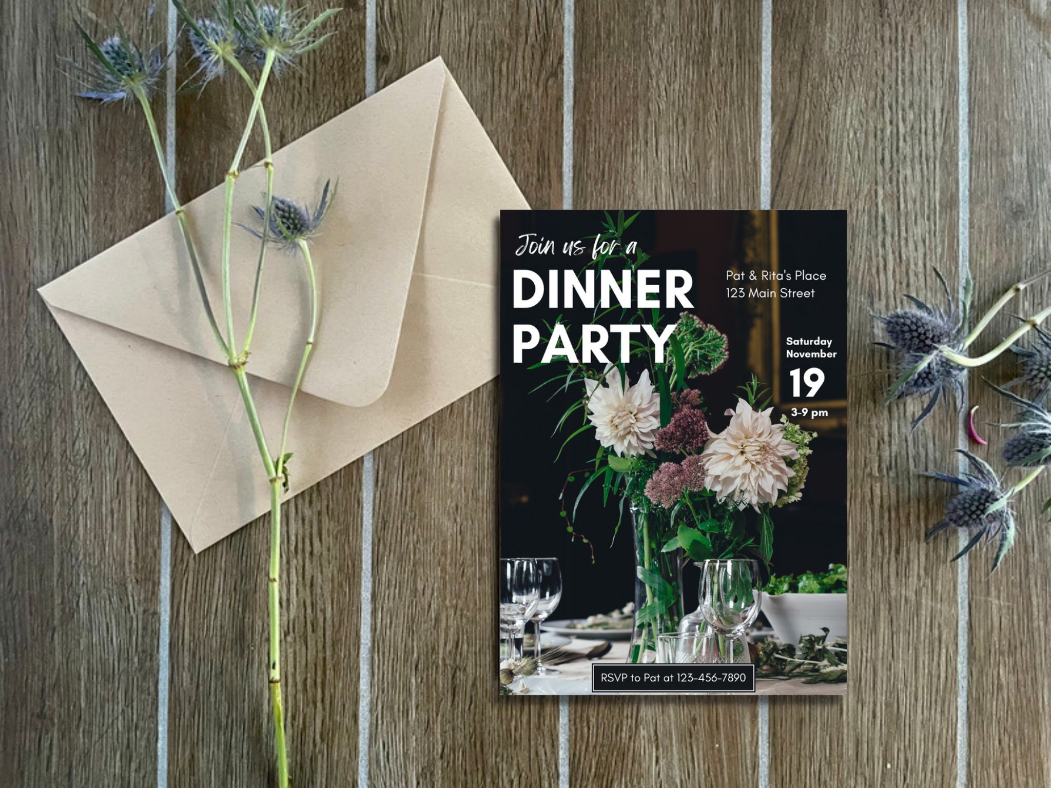Dinner Party Invitation Editable Digital Template, Classy Dinner Party ...