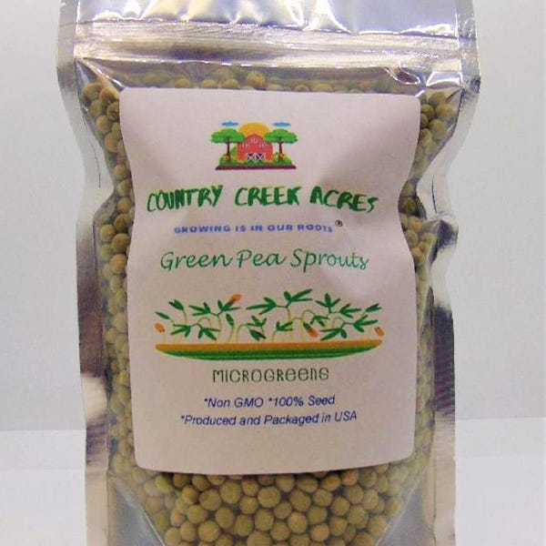 Green Pea Sprouting Seed, Non GMO. Country Creek Brand - Sprouts, Cooking, Soup, Food Storage, Vegetable Gardening, Juicing, Cover Crop