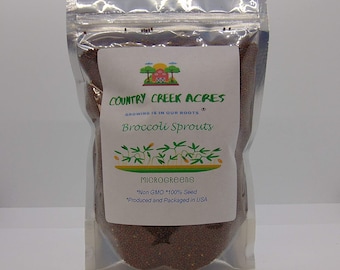 Broccoli Seeds, NON-GMO Sprouting Sprouts Microgreens Country Creek LLC. Brand.