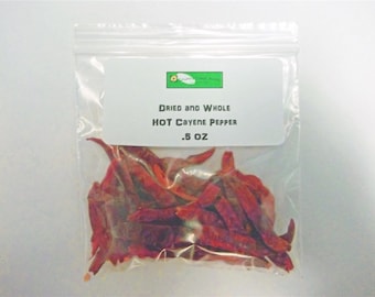 Whole Dried Cayenne Peppers - Peppers Could Come Whole or Chopped Depending on Availability - Delicious Fresh Spicy Dried Herb