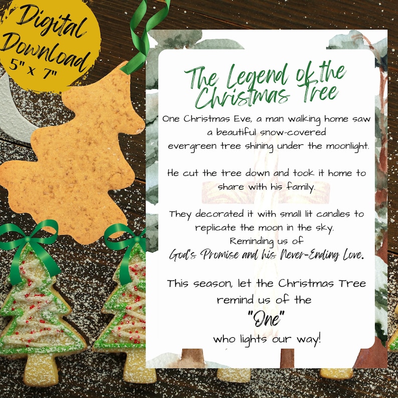The Legend of the Christmas Tree Gift Card, Religious Christmas Card, Holiday Christmas Card